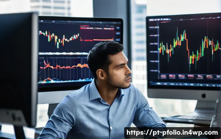 포트폴리오 관리의 심리적 요소 이해하기 - A professional investor sitting calmly at a modern office desk in São Paulo, Brazil, surrounded by m...